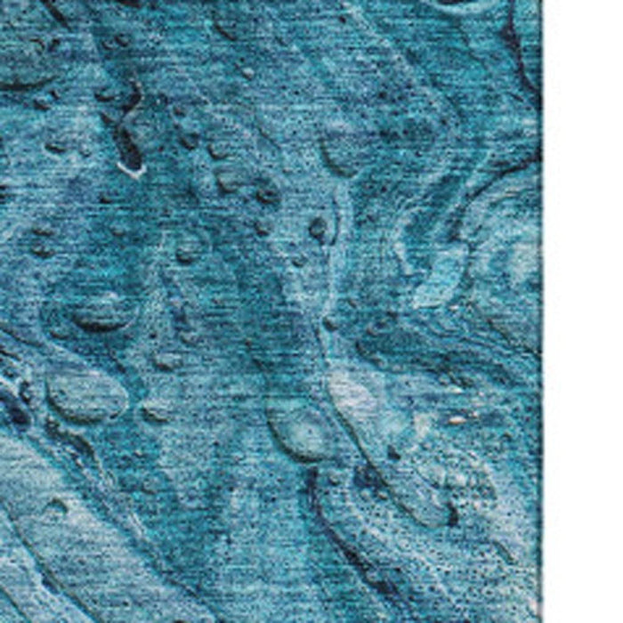 8' X 10' Abstract Washable Area Rug With UV Protection (653462) - Sky Blue / Ivory
