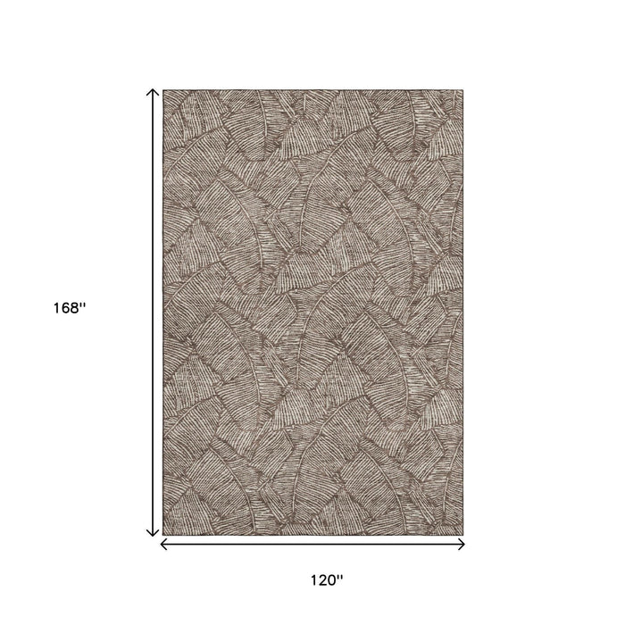 10' X 14' Floral Washable Area Rug With UV Protection (672593) - Brown / Beige