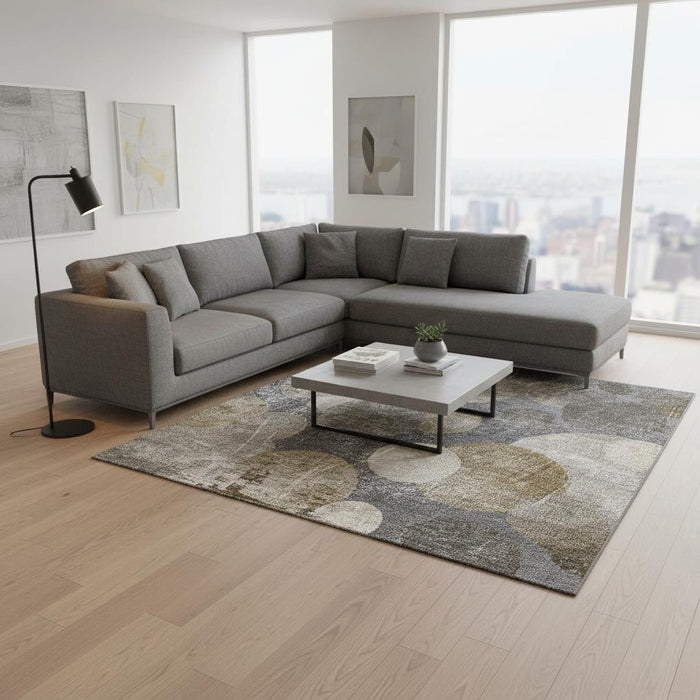 9' X 12' Abstract Washable Area Rug With UV Protection (648897) - Brown / Ivory