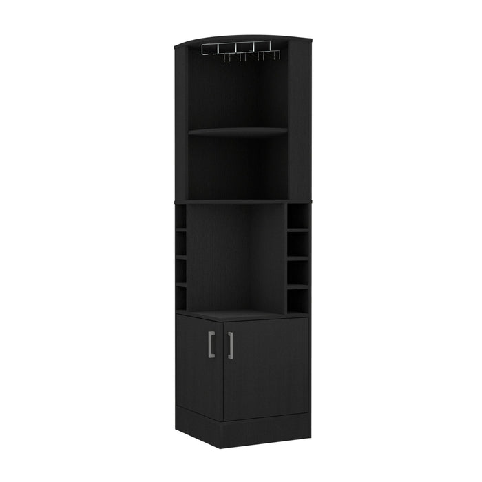 71'' Wood Corner Bar Cabinet With Two Doors - Black