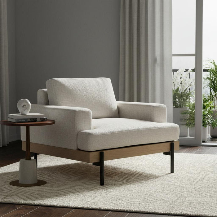 41" Fabric Arm Chair - Cream And Black