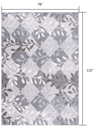7' x 10' Area Rug - Gray Diamond And Vines