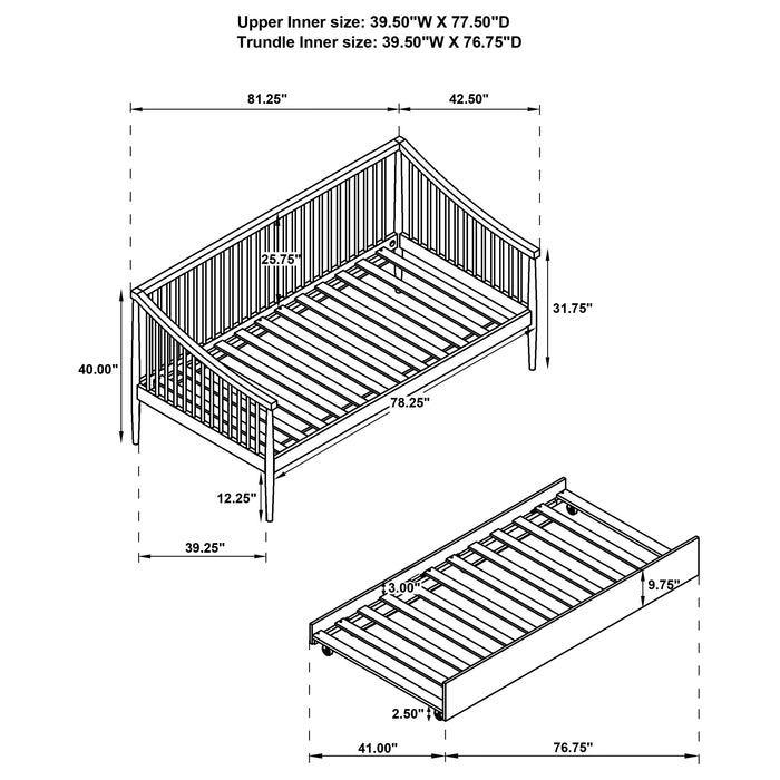 Delgado Windsor Twin Wood Daybed with Trundle Black