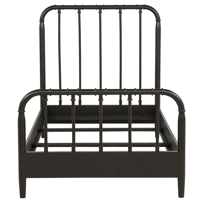 Rocco All Wood Water Pipe Open Frame Twin Bed Dark Bronze