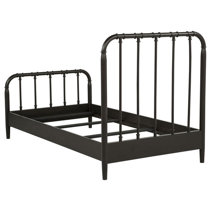 Rocco All Wood Water Pipe Open Frame Twin Bed Dark Bronze