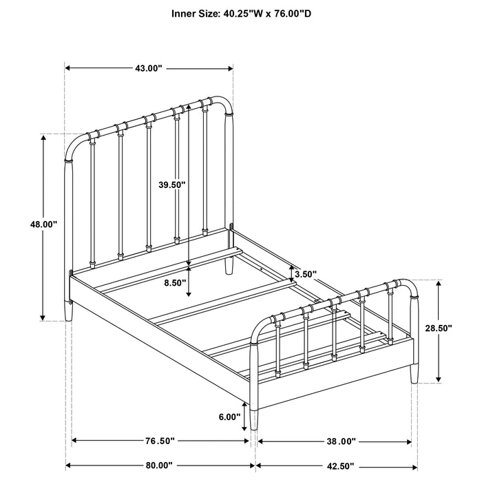 Rocco All Wood Water Pipe Open Frame Twin Bed Dark Bronze