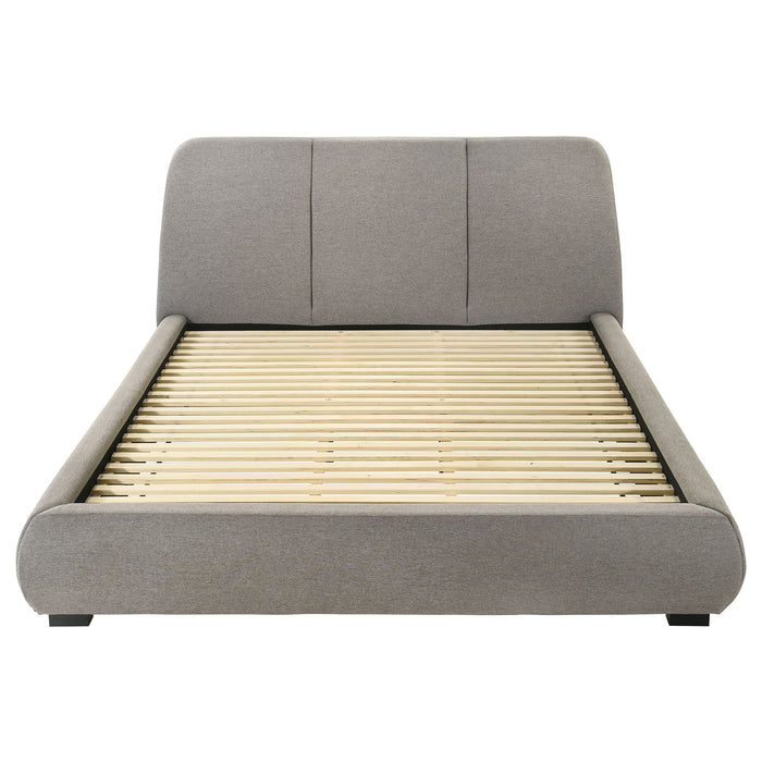Mokena 46-inch Upholstered Eastern King Platform Bed Taupe