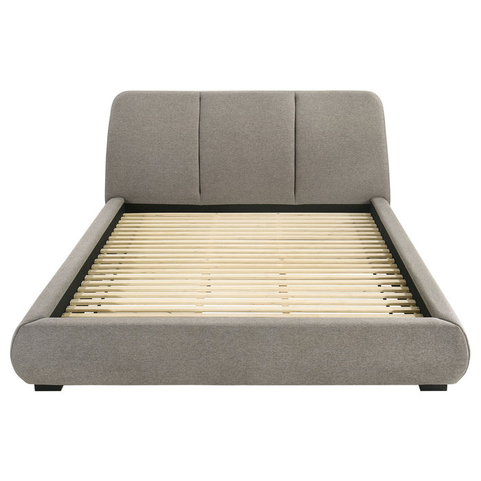 Mokena 46-inch Upholstered California King Platform Bed Taupe