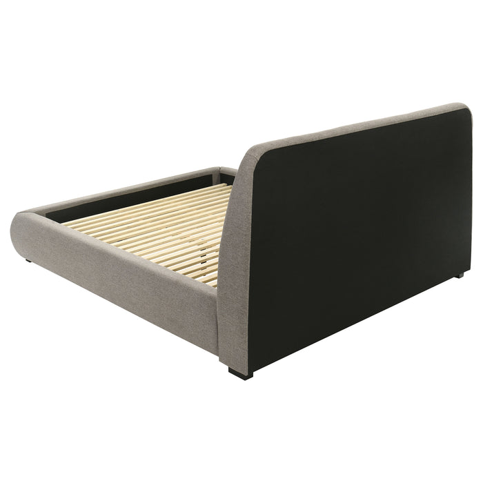 Mokena 46-inch Upholstered California King Platform Bed Taupe