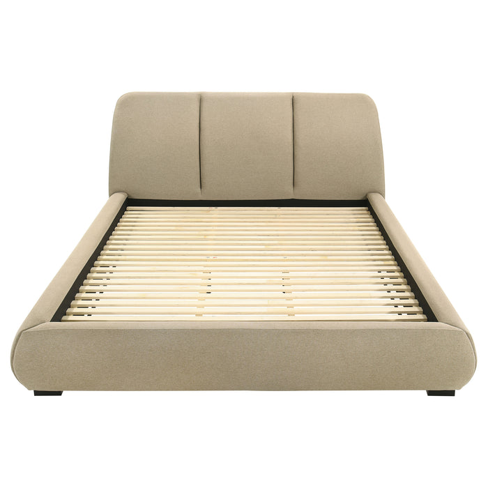 Mokena 46-inch Upholstered California King Platform Bed Brown