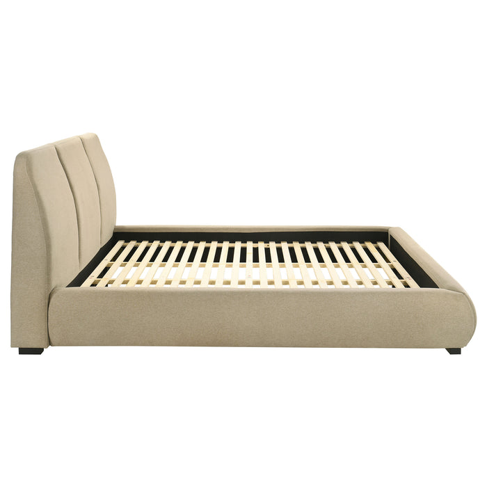 Mokena 46-inch Upholstered California King Platform Bed Brown
