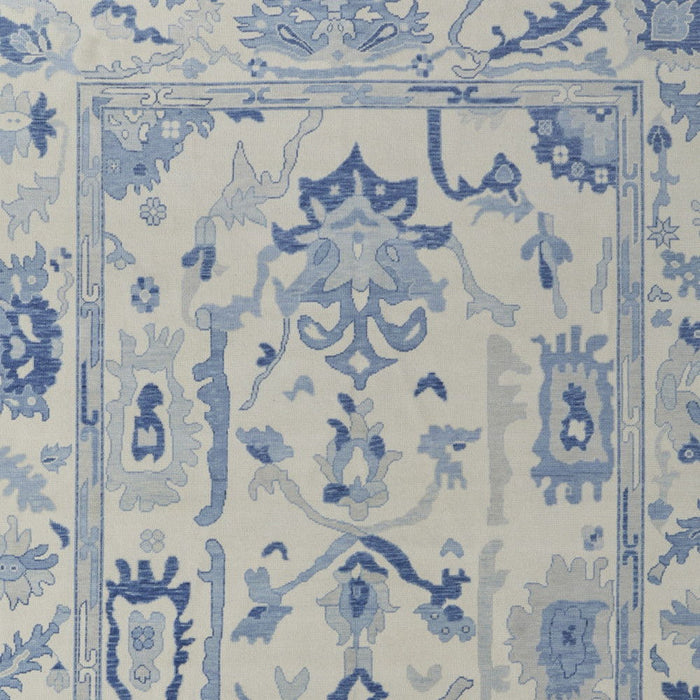 4' X 6' Wool Floral Hand Knotted Area Rug With Fringe - Ivory / Blue