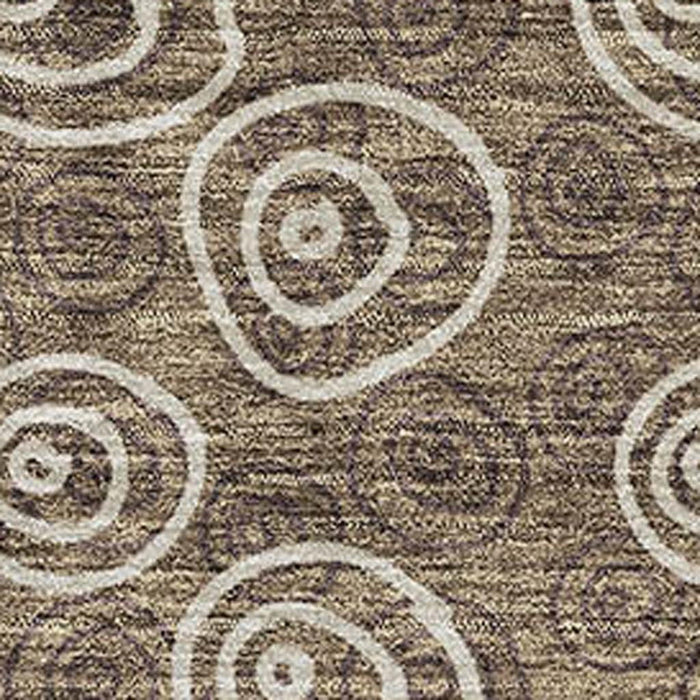 8' X 10' Polka Dot Washable Area Rug With UV Protection - Brown And Ivory