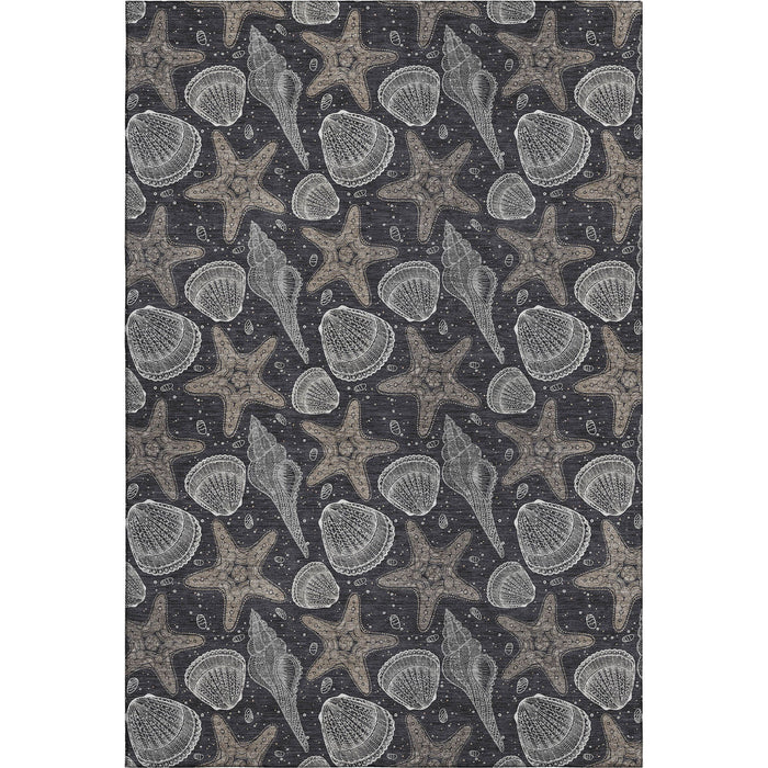 10' X 14' Geometric Washable Area Rug With UV Protection (645786) - Midnight / Taupe