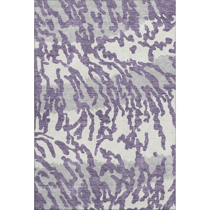 10' X 14' Animal Print Washable Area Rug With UV Protection (669474) - Purple / Ivory
