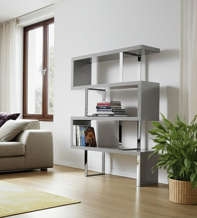 Three Tier Etagere Bookcase (555007) - Gray / Silver