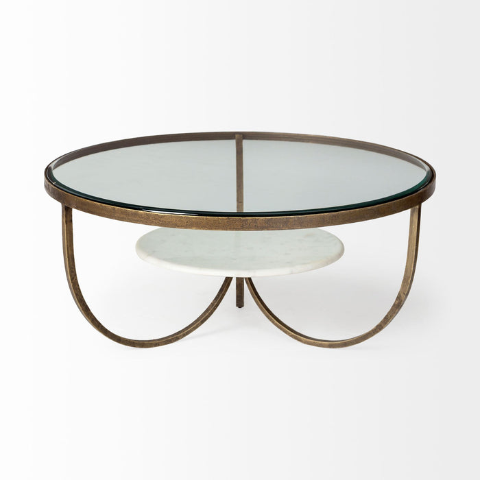 Round Coffee Table - Gold And Brown