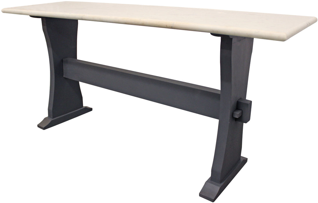 Genuine Marble Trestle Console Table - Ivory And Black