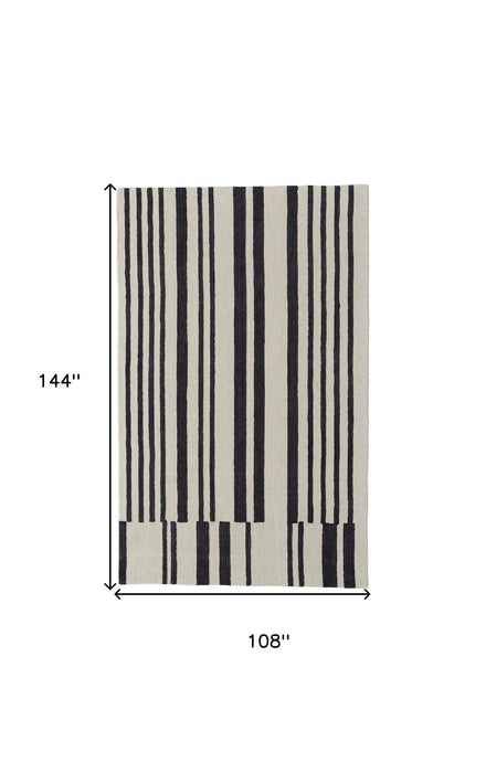 9' x 12' Wool Abstract Hand Tufted Area Rug - Ivory And Black
