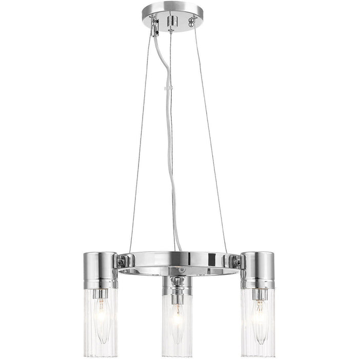 20" Three Light Dimmable Chandelier With Shades - Silver