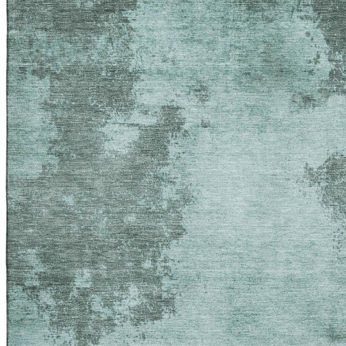 10' X 14' Abstract Washable Area Rug With UV Protection (707587) - Teal / Gray