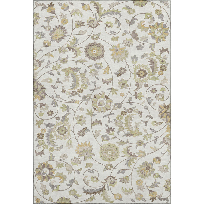 10' X 14' Floral Washable Area Rug With UV Protection (678982) - Ivory / Copper / Gray