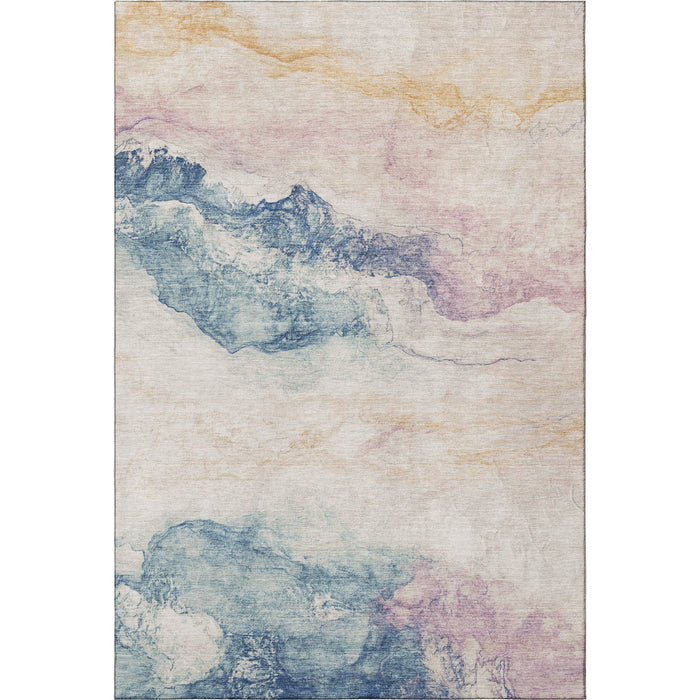 10' X 14' Abstract Washable Area Rug With UV Protection (701587) - Pearl / Blue / Lavender