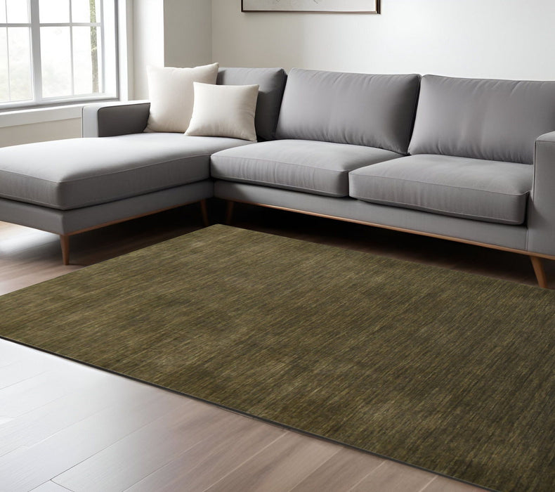 9' X 12' Wool Hand Woven Area Rug - Brown