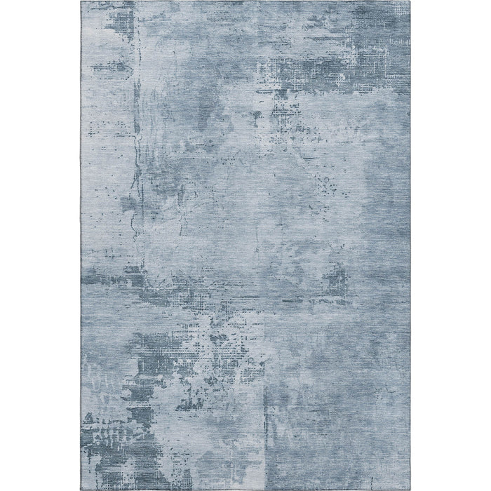 10' X 14' Abstract Washable Area Rug With UV Protection (683183) - Denim Blue / Ivory