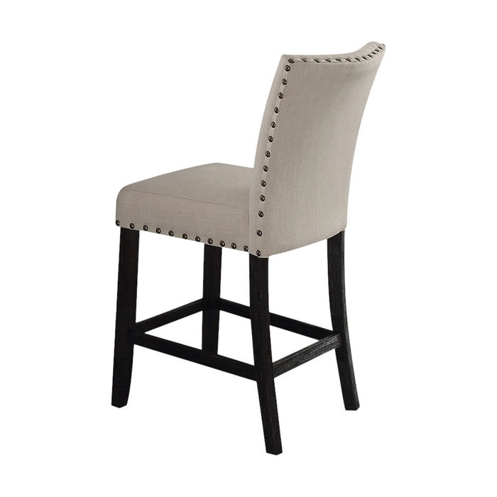 Solid Wood Counter Height Bar Chairs (Set of 2) - Beige / Oak