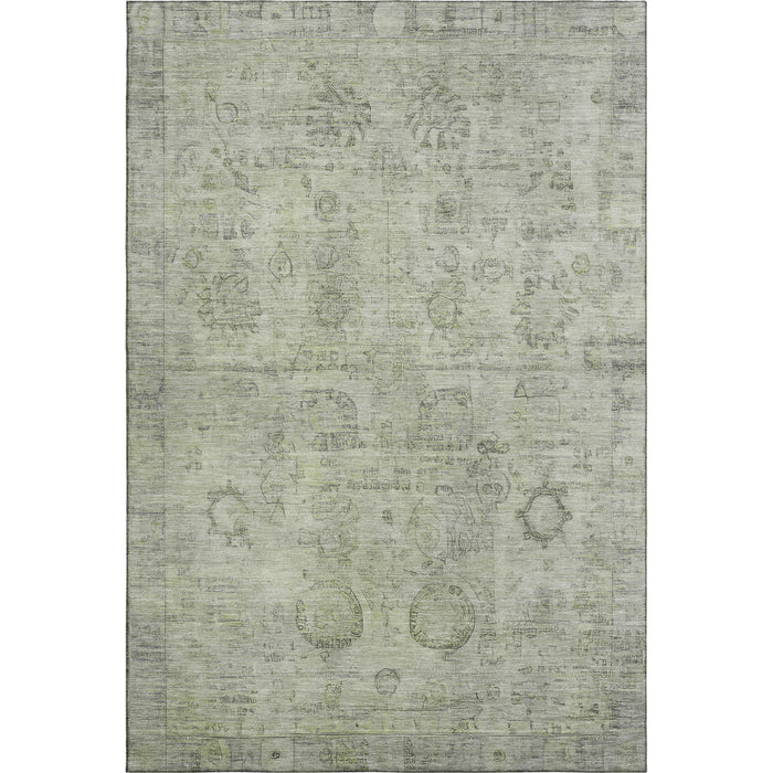 10' X 14' Oriental Washable Area Rug With UV Protection (700781) - Sage / Gray