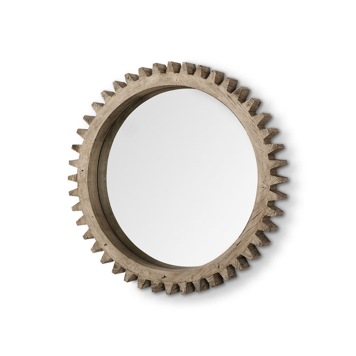 35" Abstract Wood Framed Accent Mirror - Brown