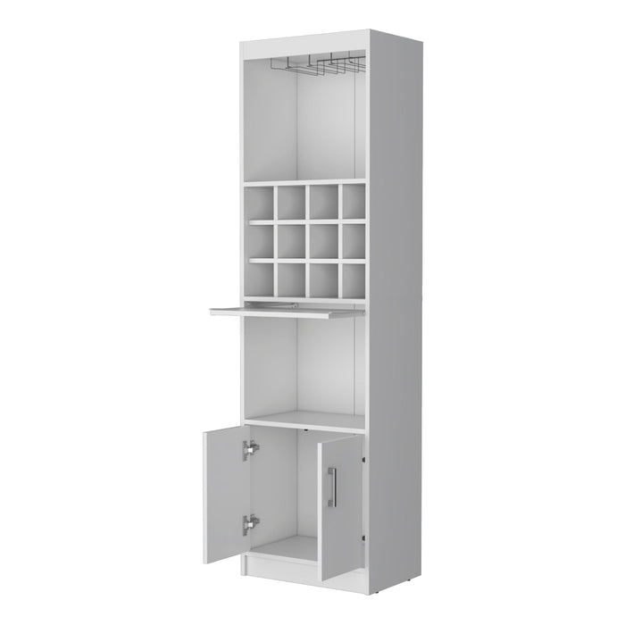 71" Wood Bar Cabinet With Two Doors - White