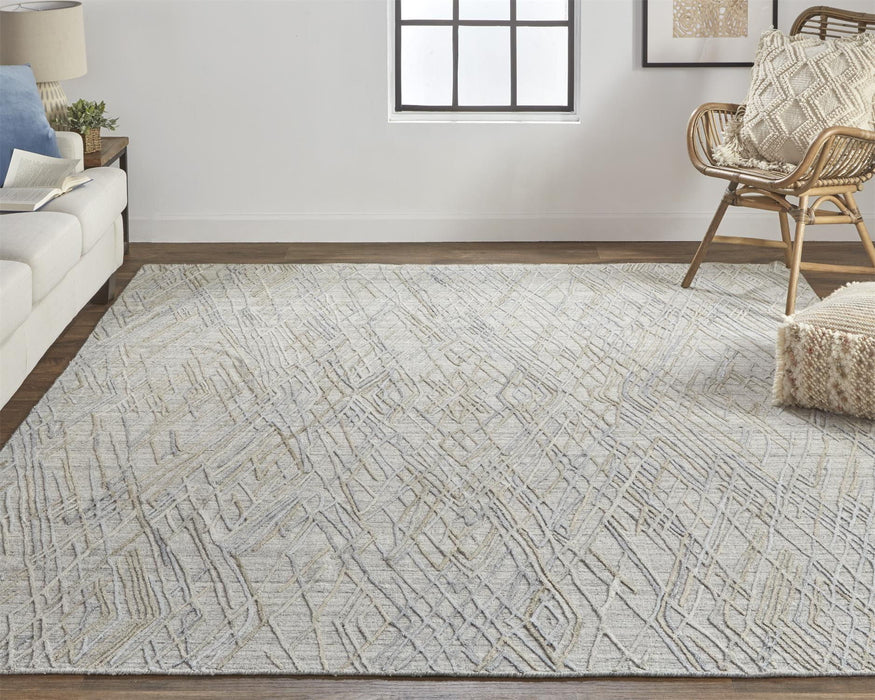 5' x 8' Abstract Hand Woven Area Rug - Gray And Blue