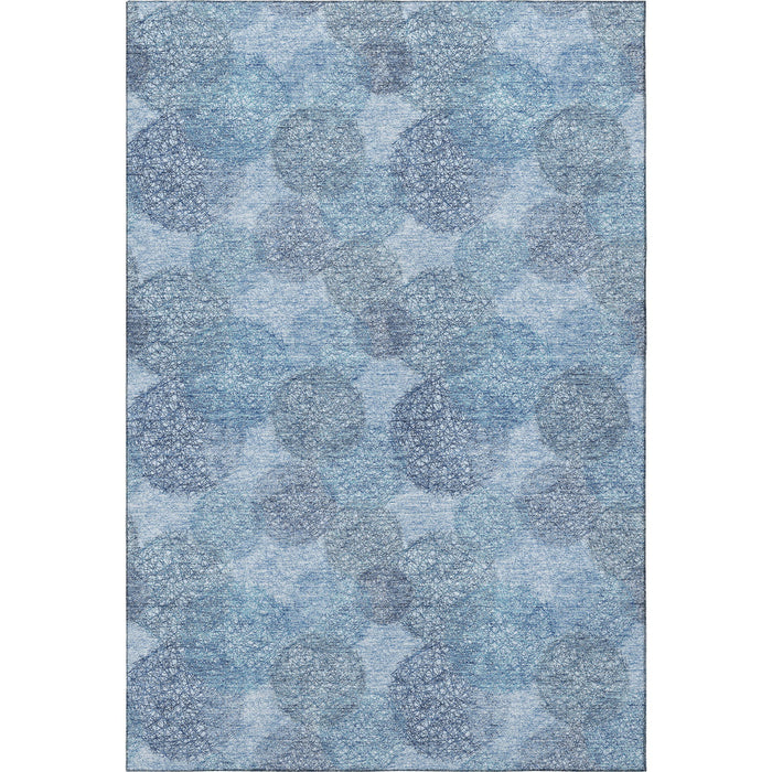 10' X 14' Abstract Washable Area Rug With UV Protection (677159) - Denim Blue / Sky Blue