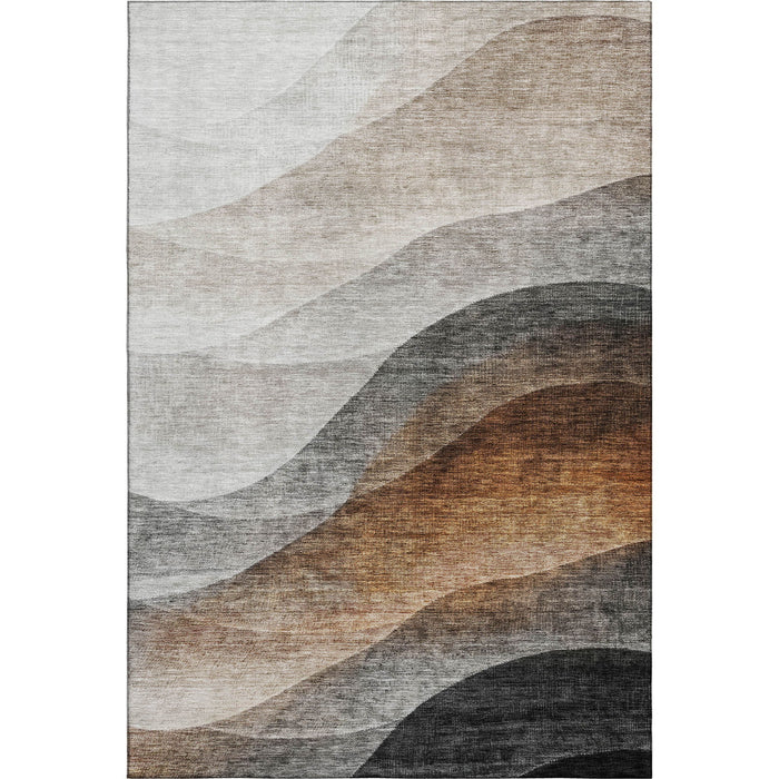 10' X 14' Abstract Washable Area Rug With UV Protection (688207) - Khaki / Ivory / Gray