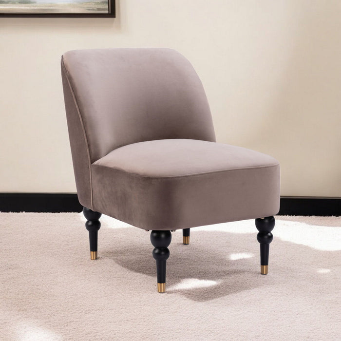 Velvet Side Chair - Taupe Black And Gold