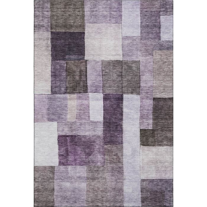 10' X 14' Geometric Washable Area Rug With UV Protection (688237) - Eggplant / Gray / Ivory