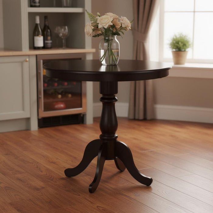 Solid Wood Rounded Bar Table - Espresso
