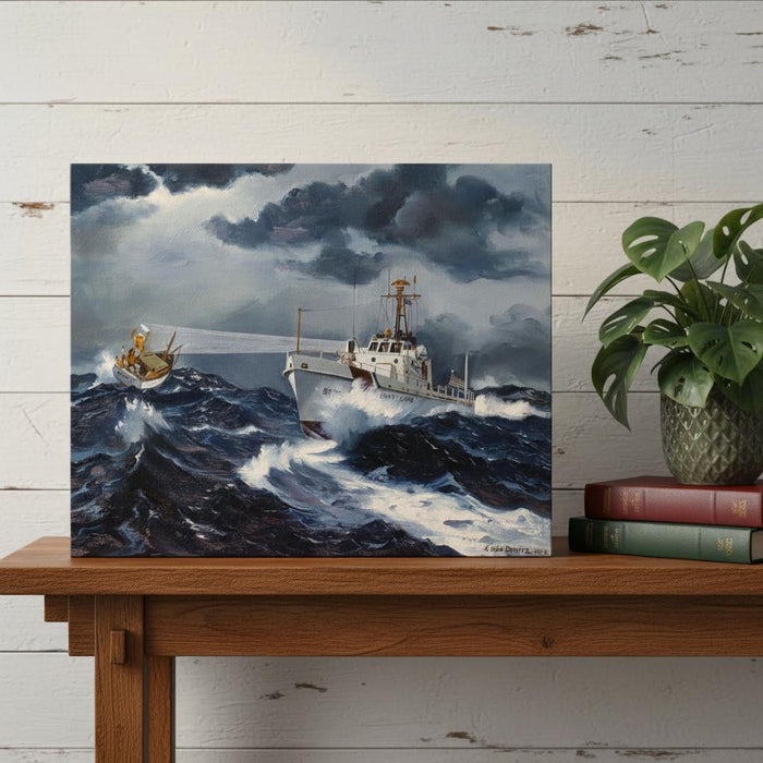 Hand Painted Model Boat - Dark Gray / Blue