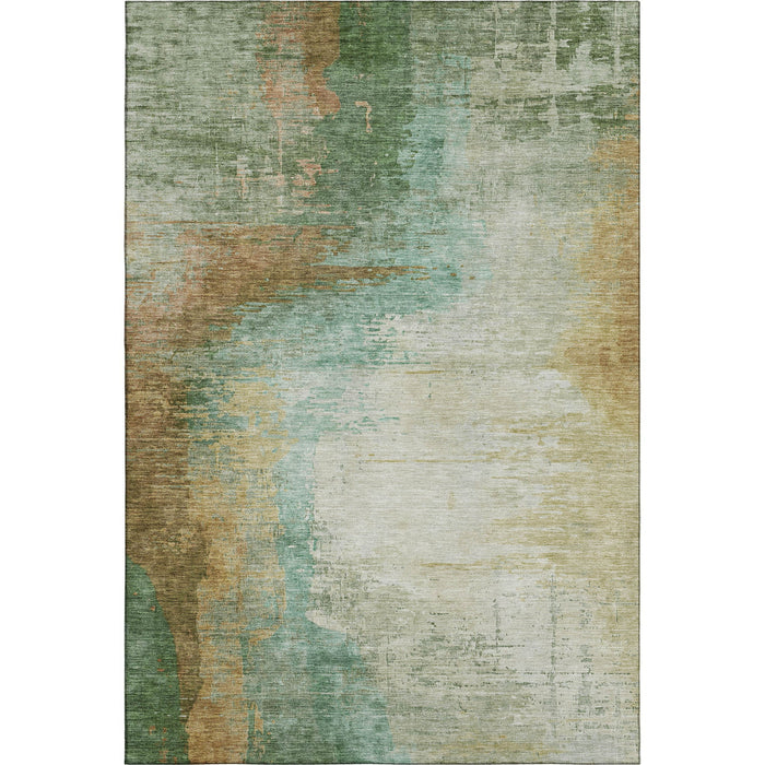 10' X 14' Abstract Washable Area Rug With UV Protection (715597) - Sage / Brown