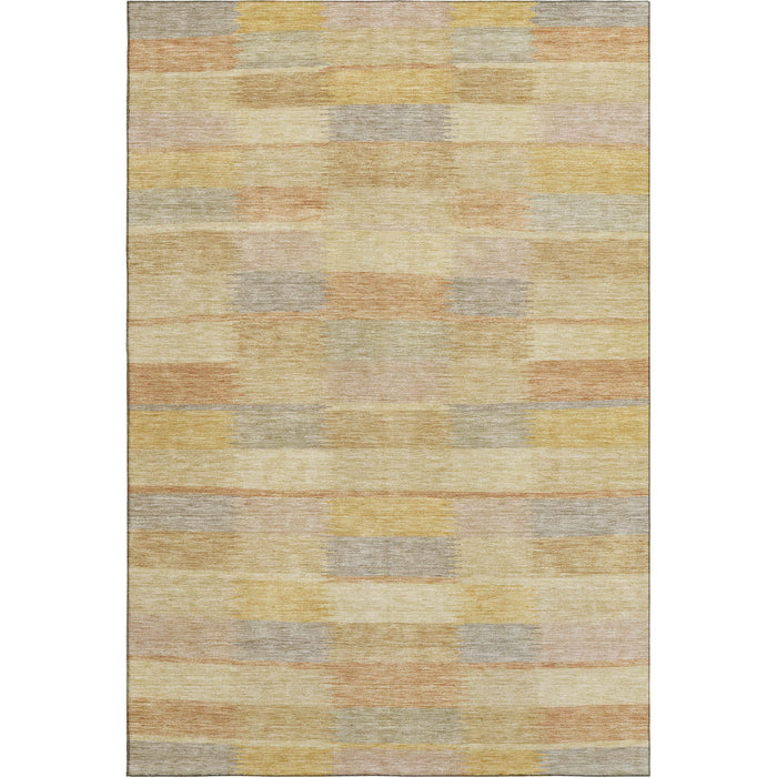 10' X 14' Striped Washable Area Rug With UV Protection (695324) - Wheat / Beige / Gray