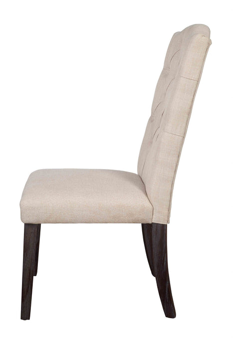 Tufted And Upholstered Linen Dining Side Chairs (Set of 2) - Beige