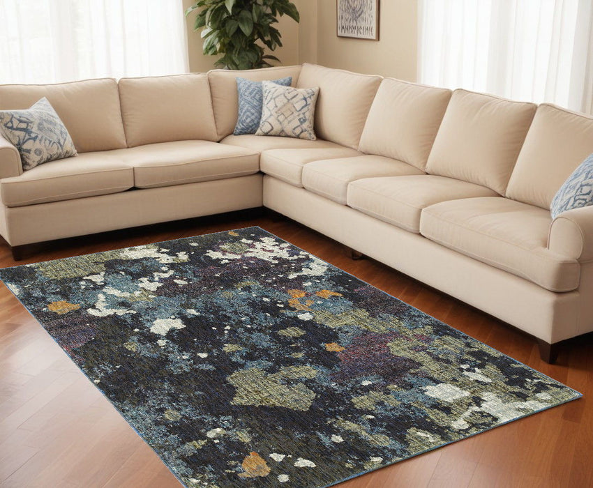 7.9' x 11.3' Abstract Power Loom Area Rug - Blue And Green