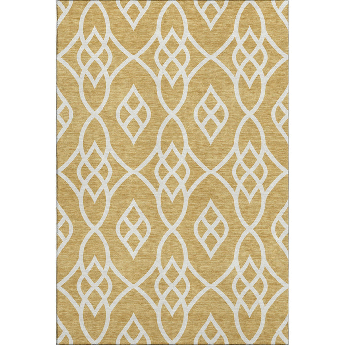 10' X 14' Trellis Washable Area Rug With UV Protection (670261) - Gold / Ivory