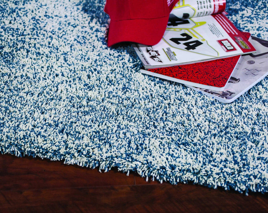 9' x 13' Polyester Heather Area Rug - Indigo Or Ivory
