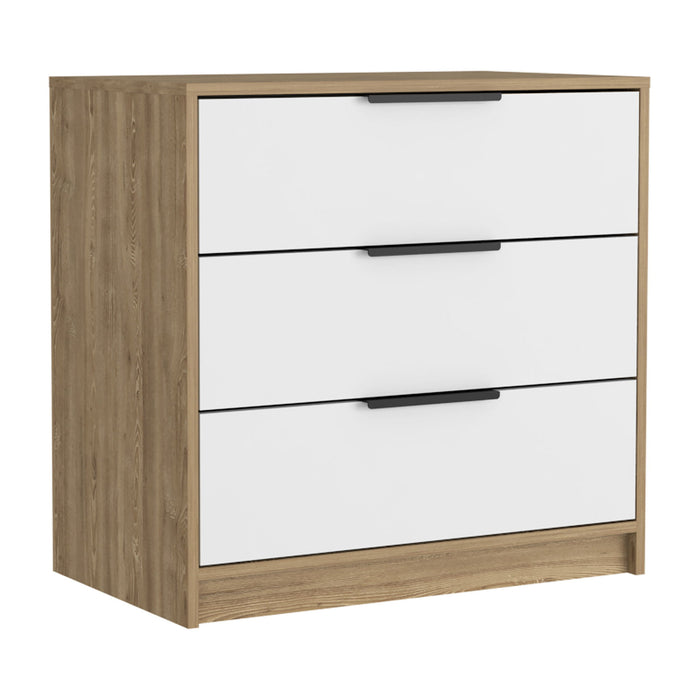 Three Drawer Dresser - White And Natural