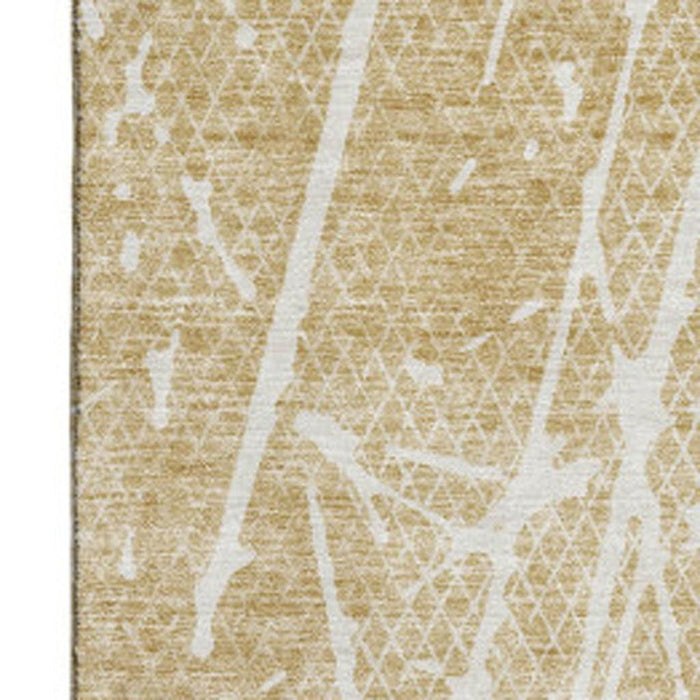10' X 14' Abstract Washable Area Rug With UV Protection (652815) - Beige / Ivory