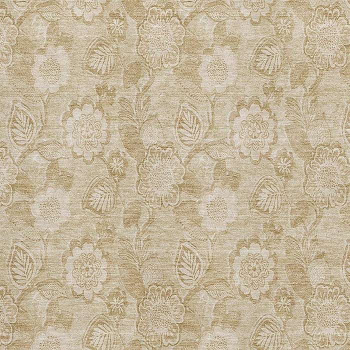 10' X 14' Floral Washable Area Rug With UV Protection (708772) - Beige / Tan