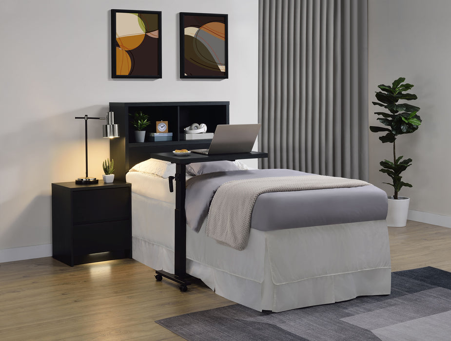 CoasterEveryday Westpark 49-inch twin bookcase headboard in black with open storage shelves